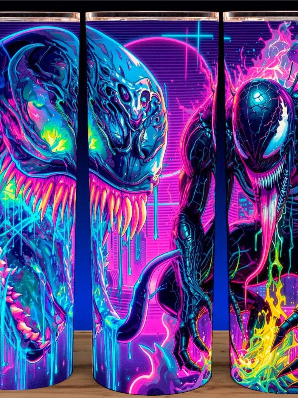 Venom Super Villain from Spiderman Synthwave  Cup Mug Tumbler 20oz